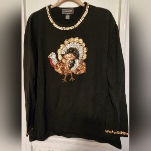 Thanksgiving Turkey Sweater Sequin 2X